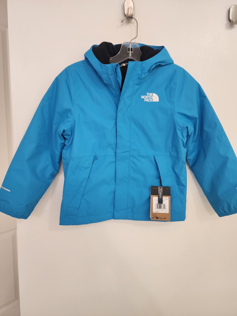The North Face Kids' Blue Waterproof Hooded Jacket (Size7/8)